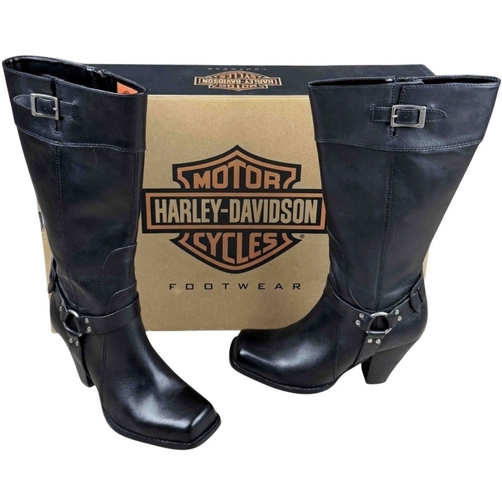 Harley Davidson Womens US 6.5M (EU 37.5) Dori Tall Harness Black Leather Boots